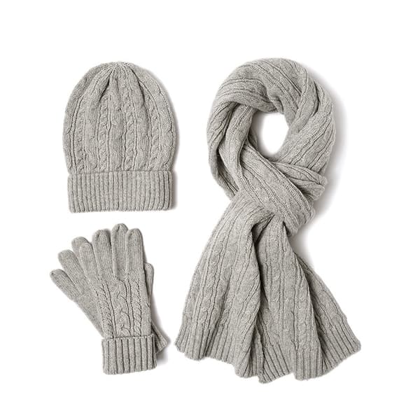 Dam Vinter 3PC stickad mössa Scarf Handskar Set - Varm ull Twist Cap & Pannband Present Pink Age Range >8Y