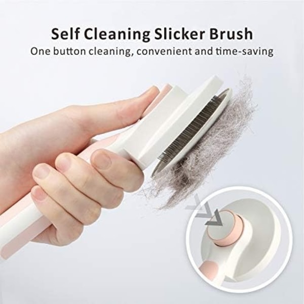 Selvrensende Slicker Brush til hunde og katte fjerner underulden Grey