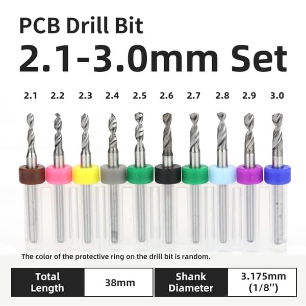 TOOLEYE 10-delars PCB-borrsats Mikroborrar Kretskort 1/8" skaft Mini CNC-borrar PCB 2.3 mm 10 pcs