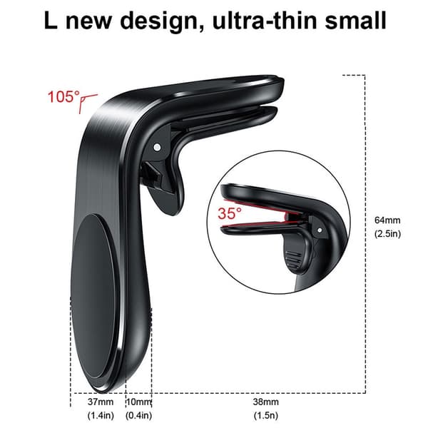 Magnetisk bilholder med luftventil, rotationsmontering til Xiaomi Redmi Huawei Samsung GPS Black