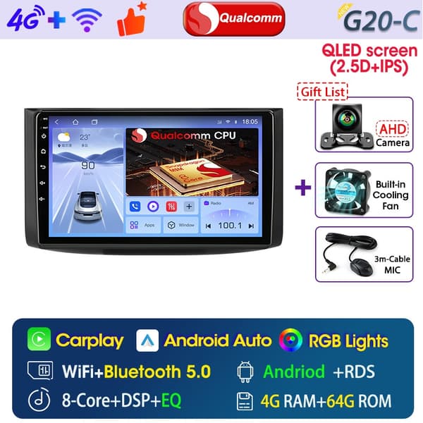 Srnubi Qualcomm 8 Core Android bilradio til Chevrolet Aveo T250 2006 - 2012 Nexia1 2020 - 2022 multimedieafspiller Carplay G20-E-Camera