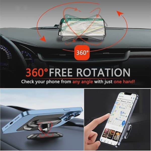 360° roterende magnetisk universal bilholder til iPhone Xiaomi Samsung mobilstativ Silver