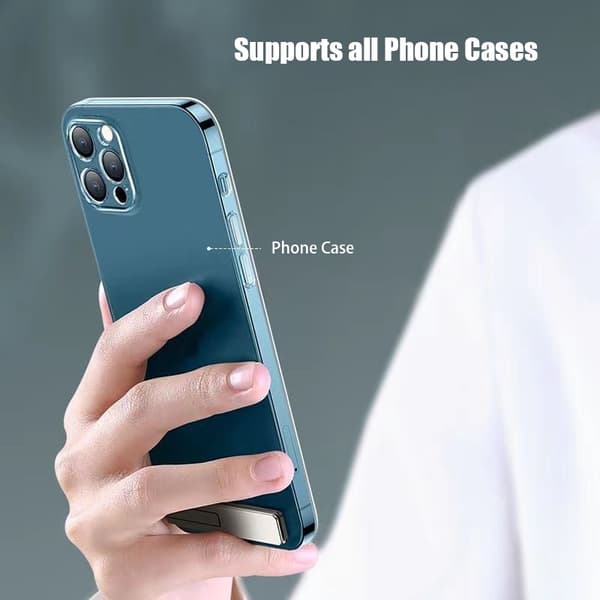 Ultratunt metallfällbart telefonstativ Mini osynlig bärbar hållare för iPhone Samsung Silvery-1pcs