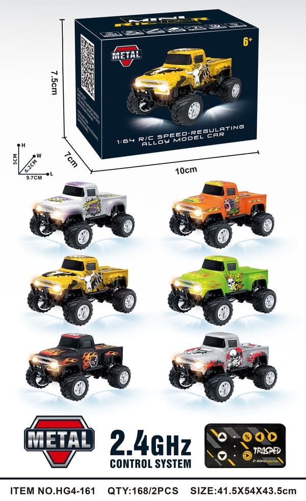 1:64 Speed ​​​​Mini terrängfjärrkontroll Billegering Cool belysning Stötdämpning Bordsdator Tävlingsleksak Liten present White