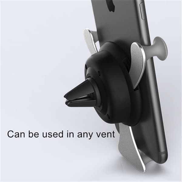 Gravity Bilhållare Luftventil Klippmontering Universal Stativ för iPhone Huawei Samsung Xiaomi Black Smile