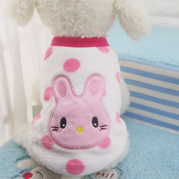 Fleece Hundkläder Vinter Liten Hundväst Tecknad Liten Tekopp Pudelkläder För Hundar Tröja 5 Size S