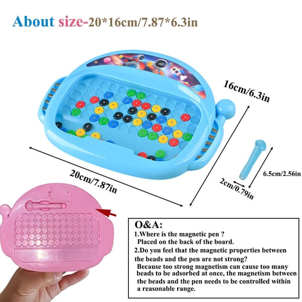 Magnetisk doodleboard för barn 3-8 år, ritleksak med penna och pärlor, Montessori-present Blue without box