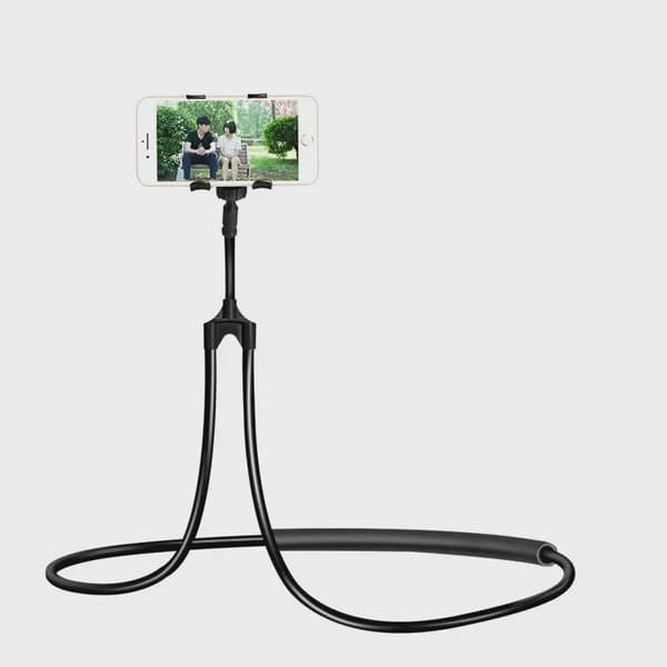 Justerbar 360° mobiltelefonholder til halsmontering til iPhone Xiaomi Black