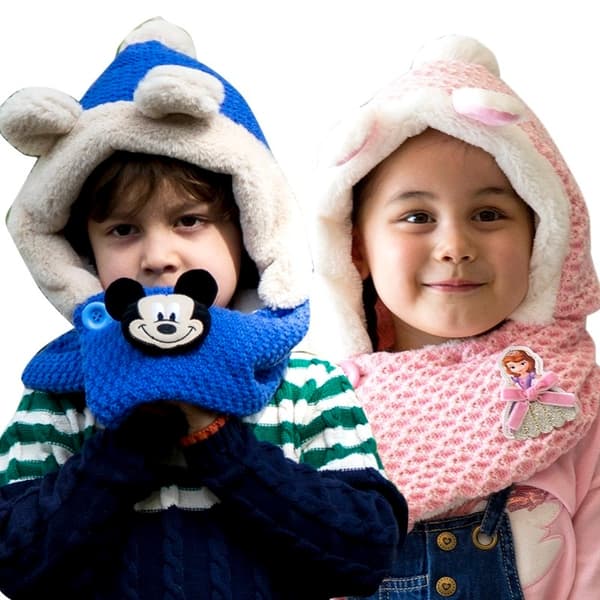Disney Mickey & Sofia vintermössa och halsduk för barn - hörselskydd för pojkar och mode för tjejer navy blue