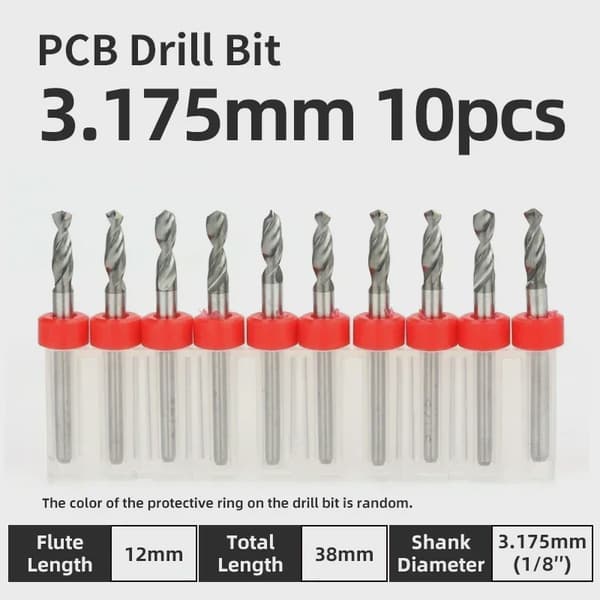 PCB-borehoved 10-delt wolframstål mikrodiameterborehovedsæt 1/8" mini CNC-boremaskine med fast PCB 1.1-2.0 mm 10 pcs