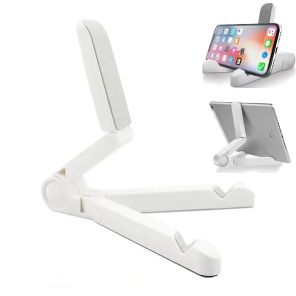 Universal foldbar tabletholder, bærbar plastholder til iPad Air Pro og mobiltelefoner WHITE