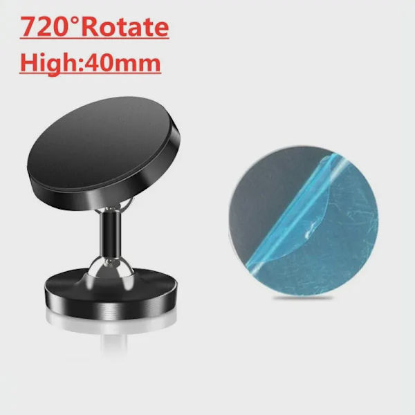 Magnetisk Bilholder Dashboardmonteringsstativ til iPhone Samsung Xiaomi 720 Rotate Black