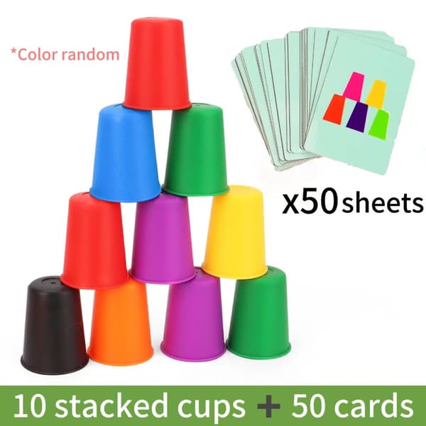 Montessori Mini Stack Cup Spil - Pædagogisk farvekognition og logiktræning for børn Multicolour