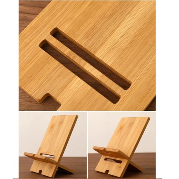 Bambu Trä Skrivbordstelefonhållare Multifunktionell Laddningsställ 1PC