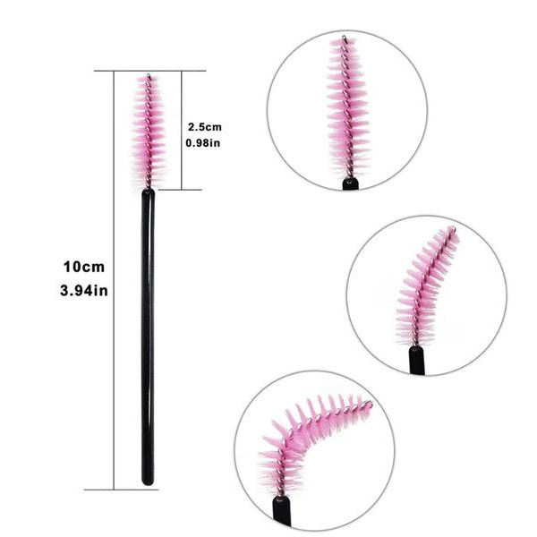50 eyelash brushes Eyelash brush Disposable Spiral brush White white Rosa Head