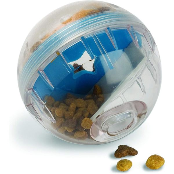 IQ Treat Ball Hundegodbidsdispenser Legetøjsbold Interaktiv Hundelegetøj - 10 cm Hundefoderstimulering, Langsom Foder Blue