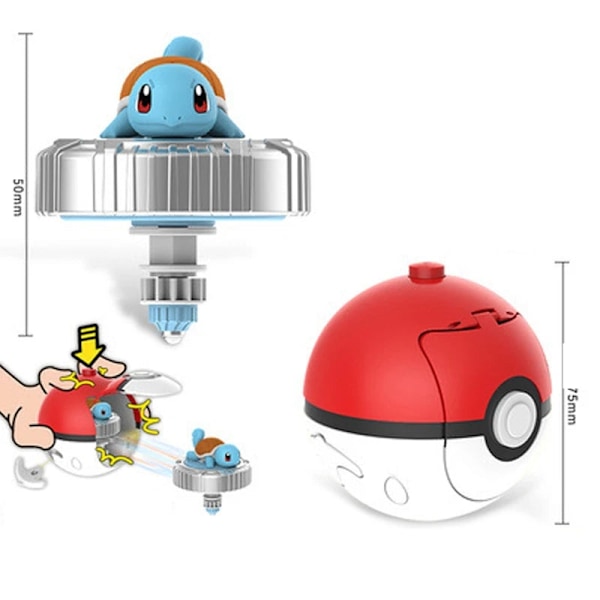 Äkta Lingdong Pokémon Gyro Leksaker för barns Fantasy Pikachu Charmander Dra sladd Battle Spinning Combat Komplett Set Presenter Eevee Gyro