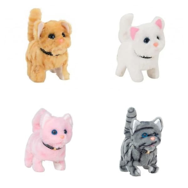 Interactive Walking Kitty plyschleksak - jamar, viftande svans, nickande huvud - perfekt present till barn Bantam cat Brown