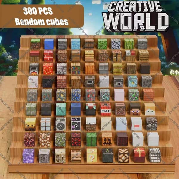 Magnetiske byggeklodser til børn 3+ - DIY Pixel-modeller & STEM-legetøj med bundplade random 300 pcs cube