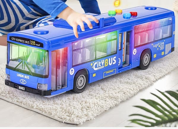 Högkvalitativ simulerad stor bussmodell med belysning och musik Fallsäker tröghets- och dragbilsmodell för barn, leksakspresent Green