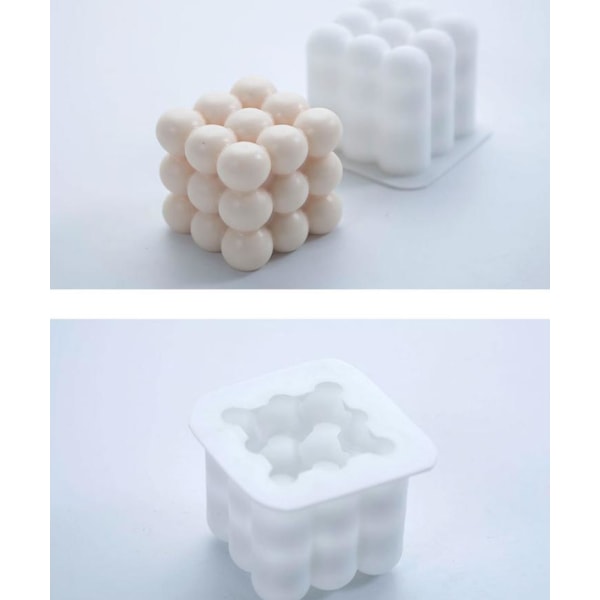 DIY silikoneform stearinlys, gipslys, 3D Rubiks terning