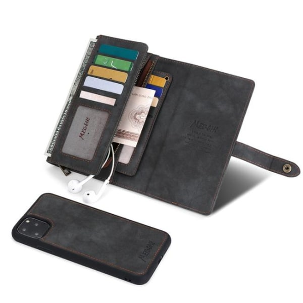 iPhone 11  - Plånboksfodral / Magnet Skal 2 Färg Brown Till iPhone 11 Coffee-Röd