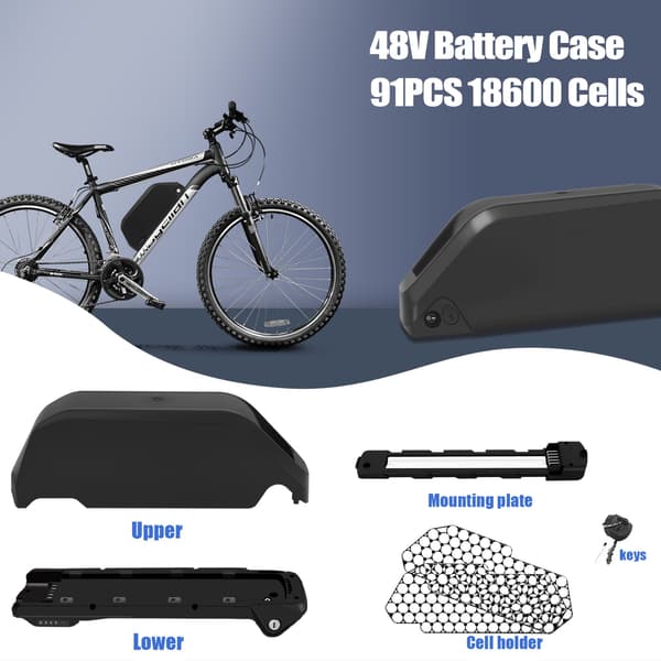 MAX 91 STK. 18650-celler Polly DP-9 Ebike-batterikasse med holder til underrør 36V Case