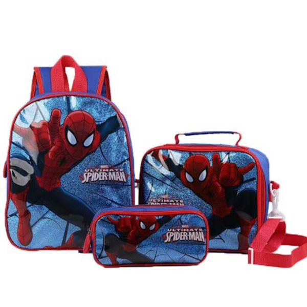 Spider Man Ryggsäck Skolväska 3 Pack födelsedagspresent Blå