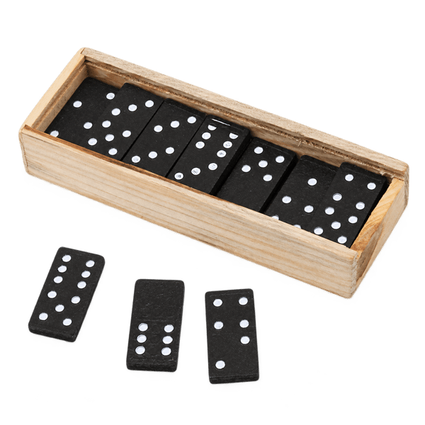 Sort Domino trækasse med sort Domino træbrætspilsundervisning 1 set