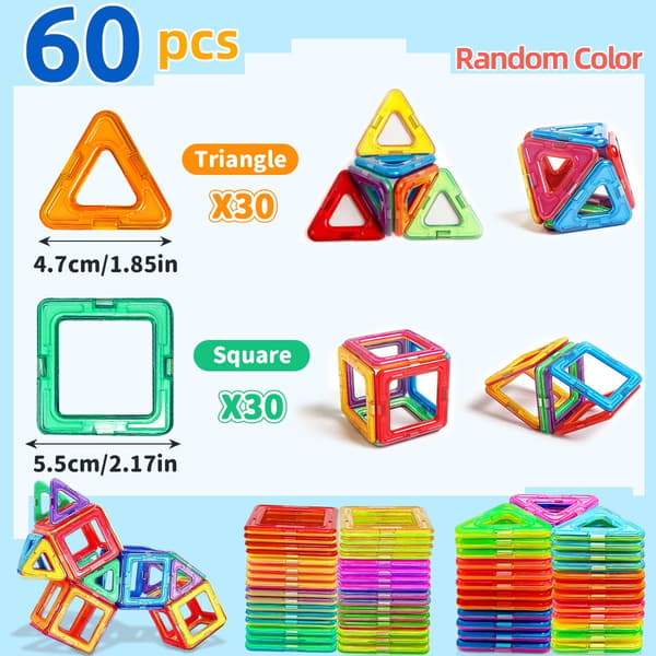Magnetiska byggstenar - Medium STEM konstruktionsleksaker för lärande och utbildning Medium Size 84pcs