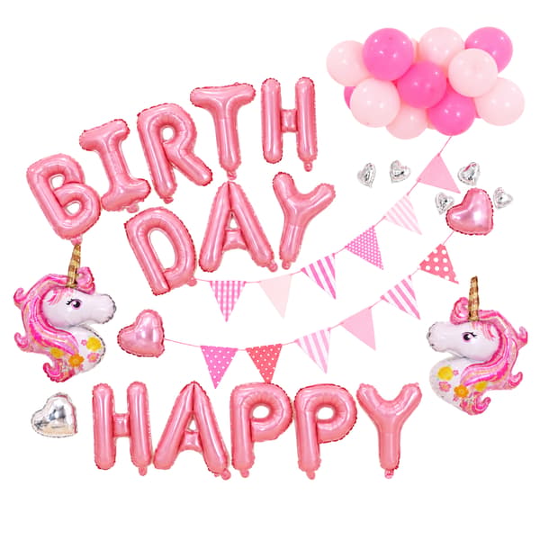 Barnkalas Ballongbåge  Unicorn- Happy Birthday