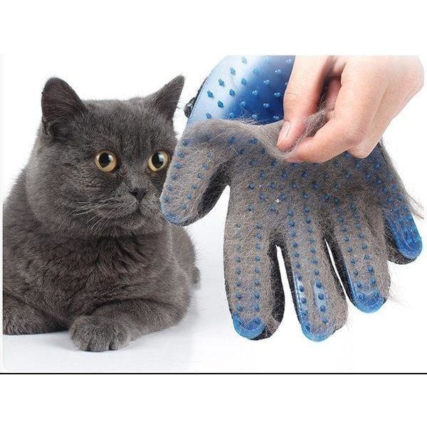 True Touch - Børstehandske - Hund - Kat Højre hånd - Blå Blue