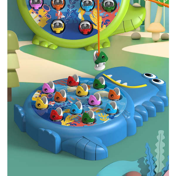 Dinosaur Magnetic Fishing Game - Montessorileksak för spädbarn och barn Green Fishing