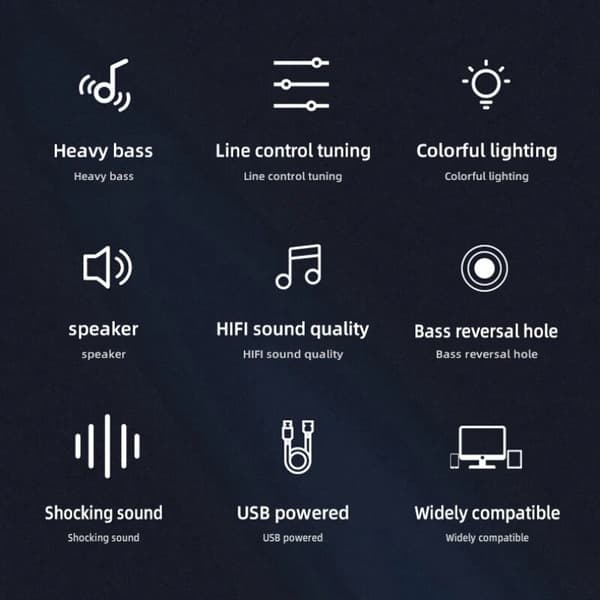 Computerhøjttalere PC-lydboks HIFI-stereomikrofon USB-kablet med LED-lys til stationær computer black