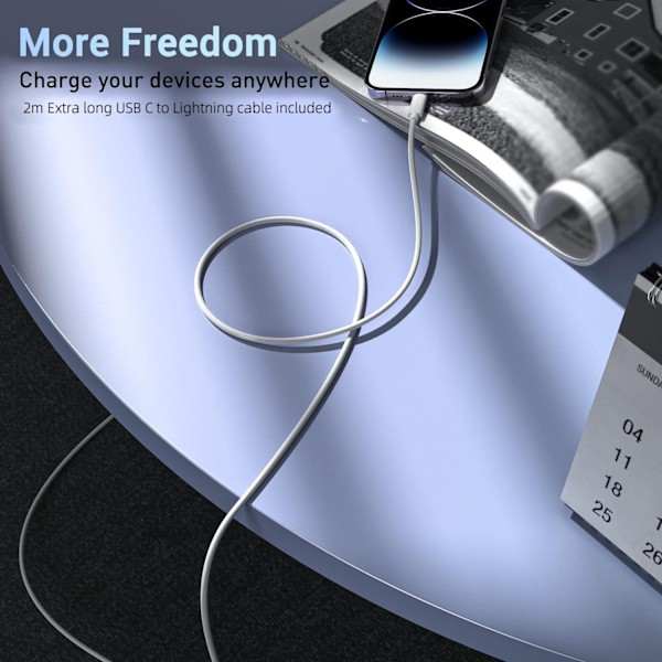 iPhonen pikalaturi USB-C-virtalähde 20 W 2 metrin kaapelilla - nopea ja tehokas lataus