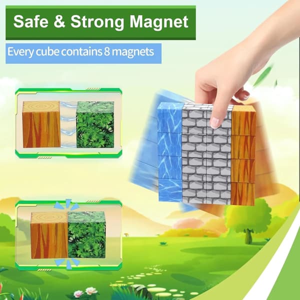 Magnetiske byggeklodser terningsæt til børn 3+ - DIY-konstruktionssanselegetøj til drenge og piger 128PCS-059