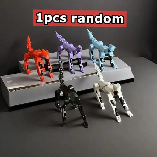 DIY Luminous T13 Multi-Jointed Movable Shapeshift Robot 3D-tryckt skyltdocka Lycklig robot och hund Actionfigurer Leksaker barn Presenter gray