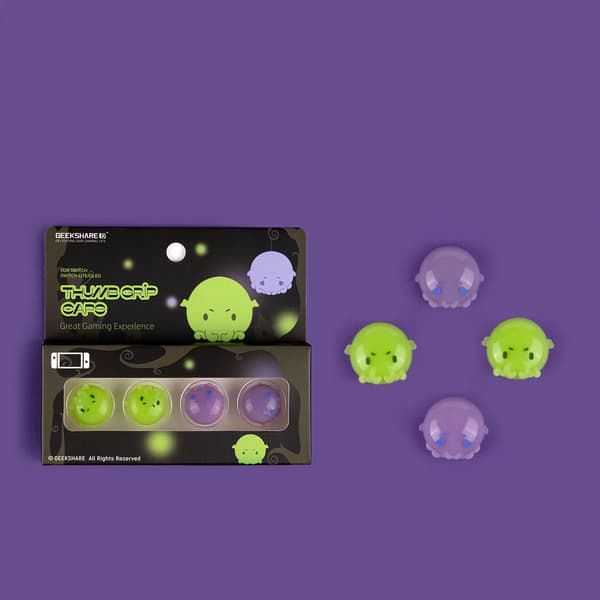 Luminous Angel Ghost Silikon Mjukt Thumb Stick Greppkåpa Joystick Skyddsskydd För Switch OLED NS Lite Joy-con Thumbstick Fodral E