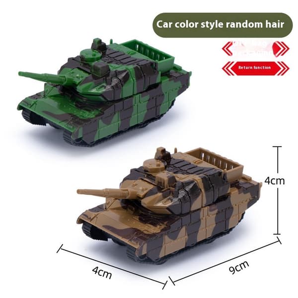 2025 Nya i lager tecknade barnleksaksbil mini pull-back tank bilmodell utan batteri falltålig små leksaker för barn. Randomly select one