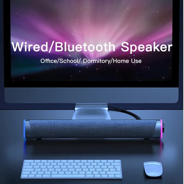 4D Computerhøjttaler Bar Stereolyd Subwoofer Bluetooth Højttaler Til Macbook Laptop Notebook PC Musikafspiller Kablet Højttaler Bluetooth Version