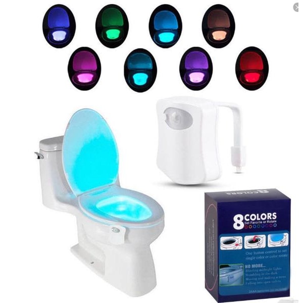 8 färger LED-toalett lampa Rörelsesensor Midnattsljus e51a | Fyndiq