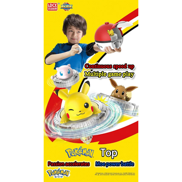 Äkta Lingdong Pokémon Gyro Leksaker för barns Fantasy Pikachu Charmander Dra sladd Battle Spinning Combat Komplett Set Presenter Mewtwo Gyro