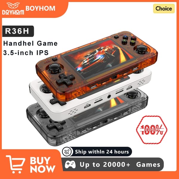 BOYHOM Ny R36H Retro handhållen konsol Open-Source Linux System Klassiska spelkonsoler 3,5 tums R36H Orange 64G