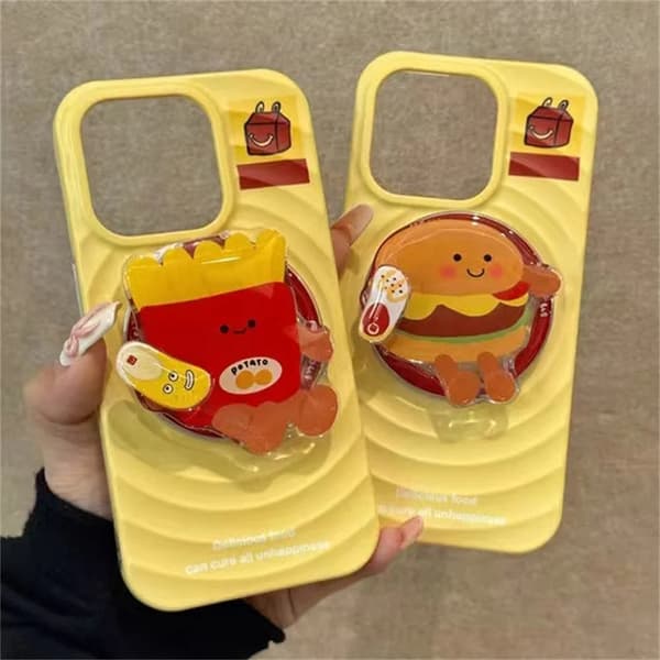 Sød Sjov Hamburger Fries Magnetisk Telefonholder Greb til iPhone 16 15 14 Magsafe Universal C