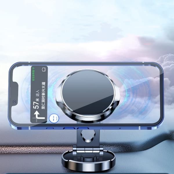 360° roterbar rund magnetisk bilhållare stark magnetfäste för iPhone Samsung Silver