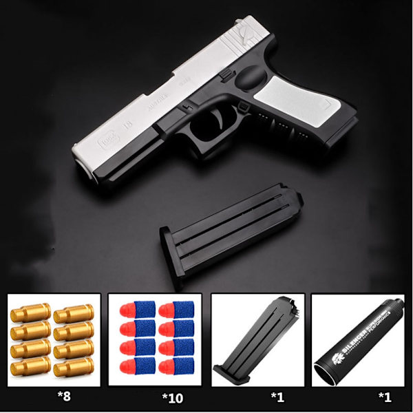 Shell Ejecting Airsoft Pistol Legetøjspistol til udendørs spil - Soft Bullet Shooting til børn 8sets