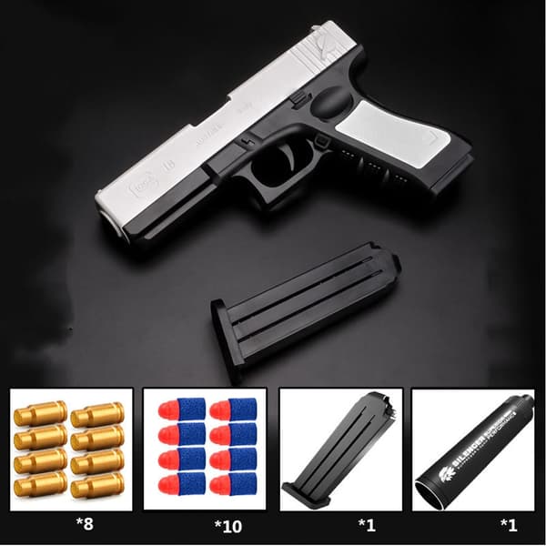 Shell Ejecting Airsoft Pistol -leluase ulkopeleihin - Pehmeä luoti ammunta lapsille 8sets