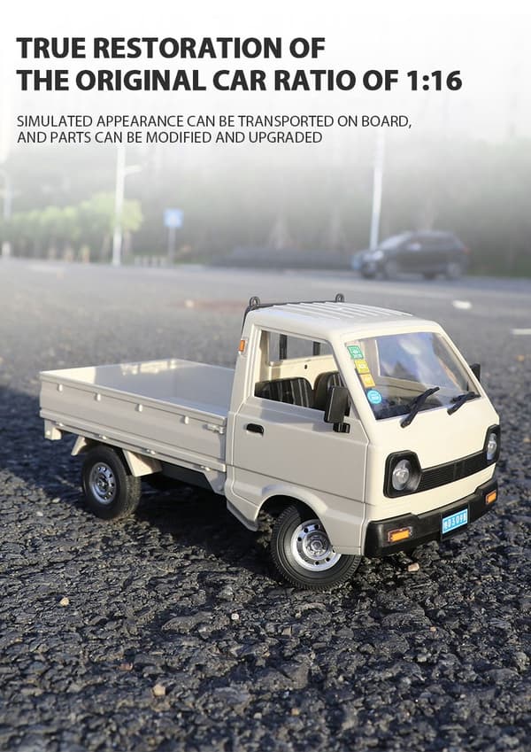 WPL D12 1:10 / 1:16 RC CAR Simulering Drift Klätterbil LED Light Haul Cargo Fjärrkontroll Elektriska leksaker för barn White D12 1Battery