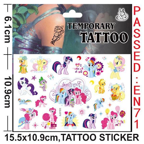 4 My little pony tatoveringer  børnetatoveringer flerfarvet