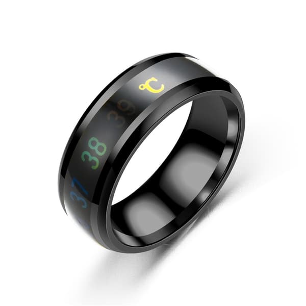 Mode Smart Induktion Temperatur Par Ring Display EKG Temperatur Lovers Ringe Smykker til mænd Kvinder Tilbehør Gaver E Ring Size 6